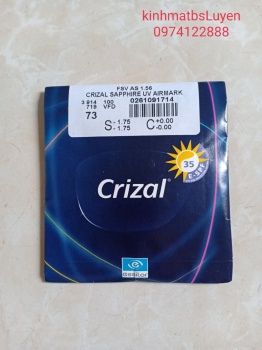 Mắt kính Essilor Crizal Sapphire Blue UV